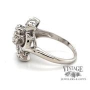 14 karat white gold .48ctw diamond Bouquet shaped ring, side view