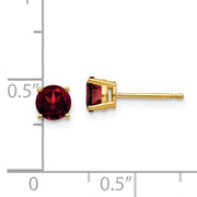 14 karat yellow gold 5 mm round natural Garnet stud earrings