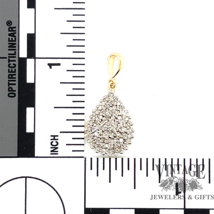 Pave diamond 14k two tone gold pendant scale