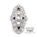 Platinum filigree Edwardian 1.56ctw diamond and sapphire ring