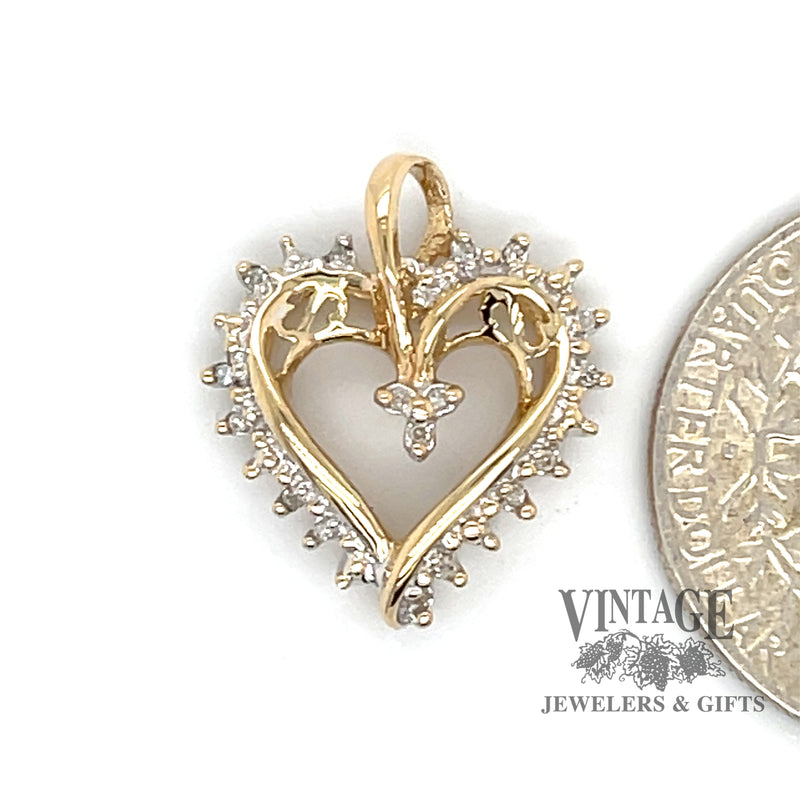 Diamond heart 10ky pendant scale