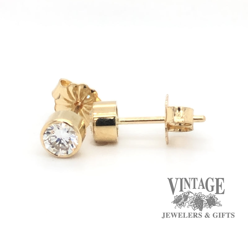 .50 CTW 14k yellow gold bezel set diamond studs