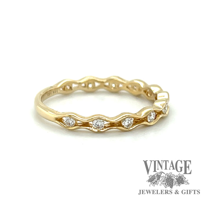 Diamond 14ky gold waves ring