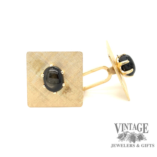 Black star sapphire 14ky gold vintage cufflinks