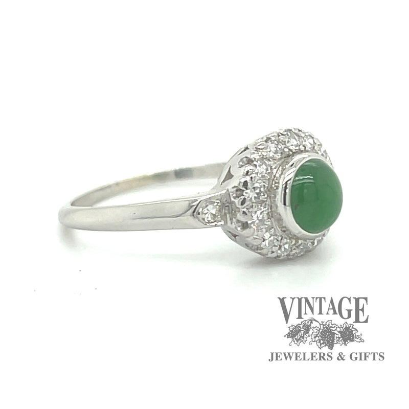 Antique imperial Jadeite and diamond Herbert Rosenthal platinum ring angle