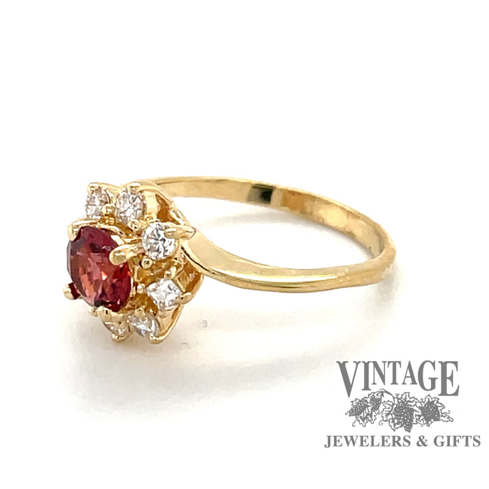 pink sapphire with diamonds halo ring angle