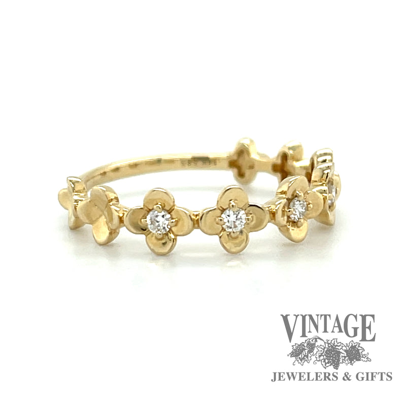 Flower petal 14ky gold diamond ring