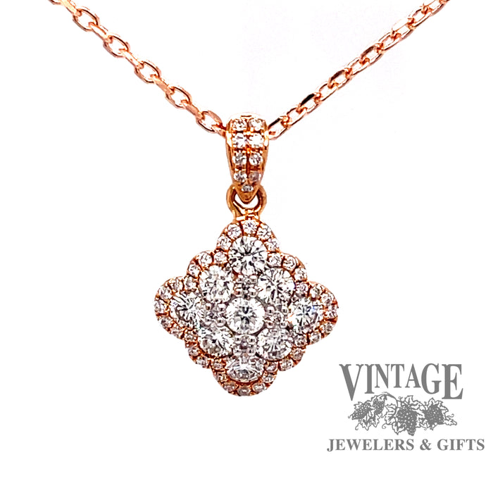 18 karat rose gold diamond cluster pendant