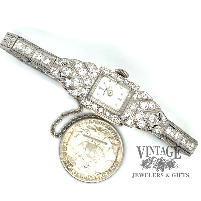 Antique Hamilton 14kw gold and diamond ladies wristwatch scale