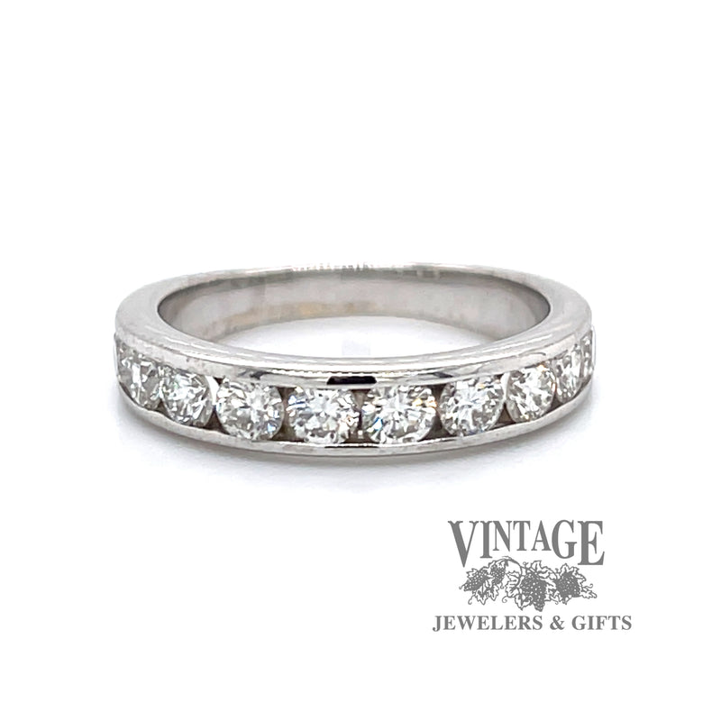 18 karat white gold channel set diamond band