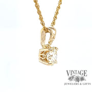 14k yellow gold .71 carat round brilliant diamond pendant, side view