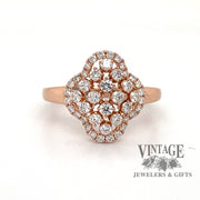 18 karat rose gold .75 ct. total weight diamond cluster ring
