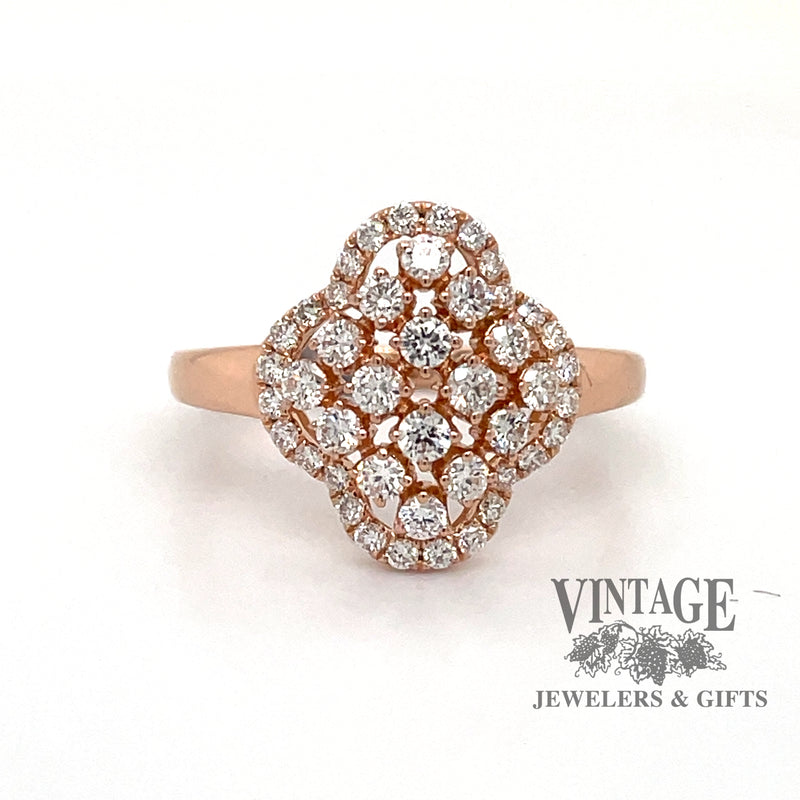 18 karat rose gold .75 ct. total weight diamond cluster ring