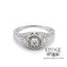 Edwardian inspired 14 karat white gold ring with .25ct diamond center, front view