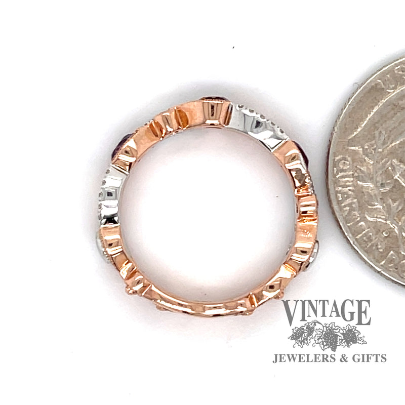 Two-tone band with diamonds and amethyst