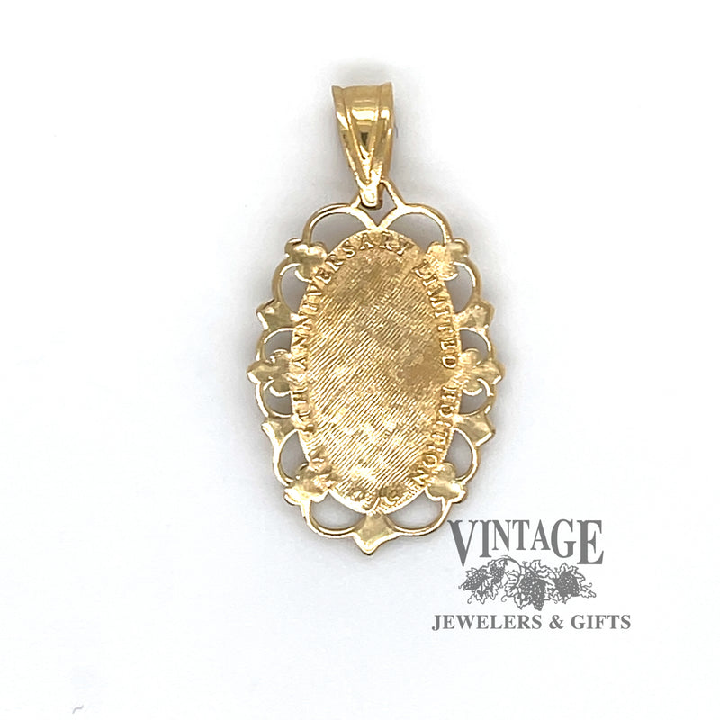 Embossed Rose 14k Gold Pendant
