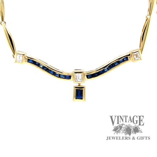 Sapphire and diamond 18 karat yellow gold choker necklace