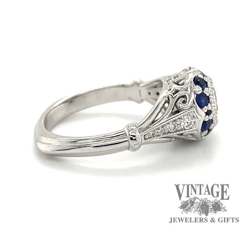 Filigree sapphire and .53 carat diamond ring.