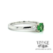 Tsavorite and diamond 14kw gold ring angle