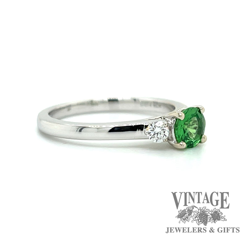 Tsavorite and diamond 14kw gold ring angle
