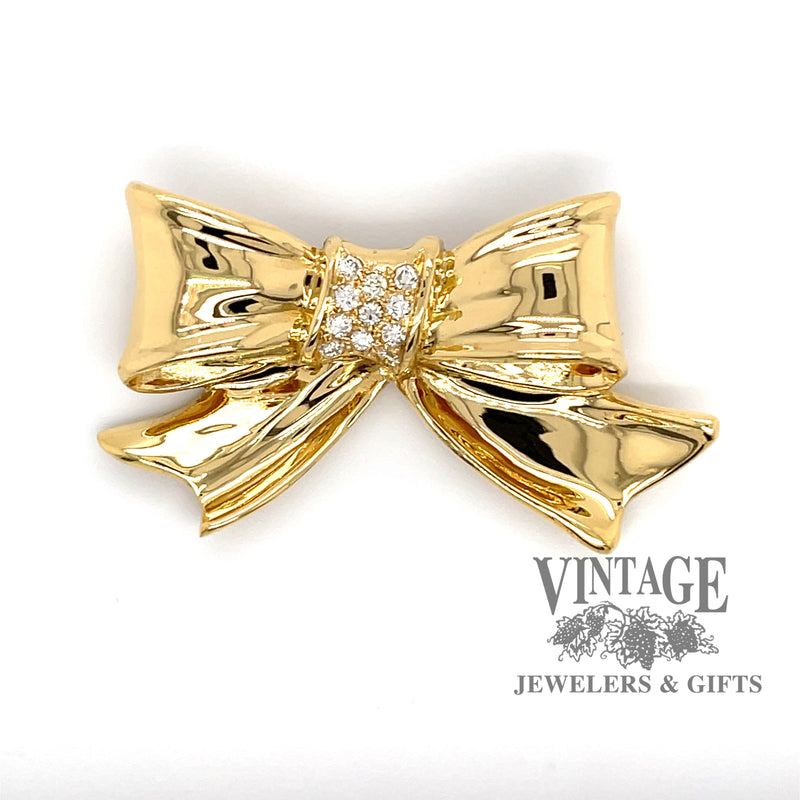Herbert Rosenthal 18ky gold and diamond bow pin.