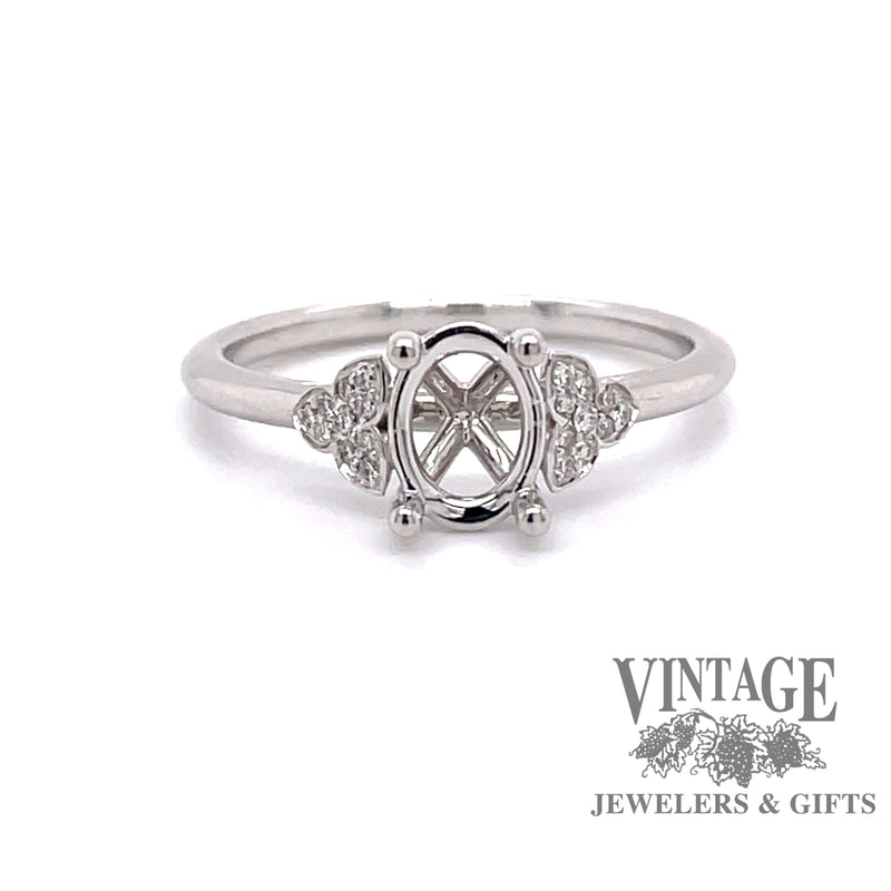 14 karat white gold diamond semi mount ring