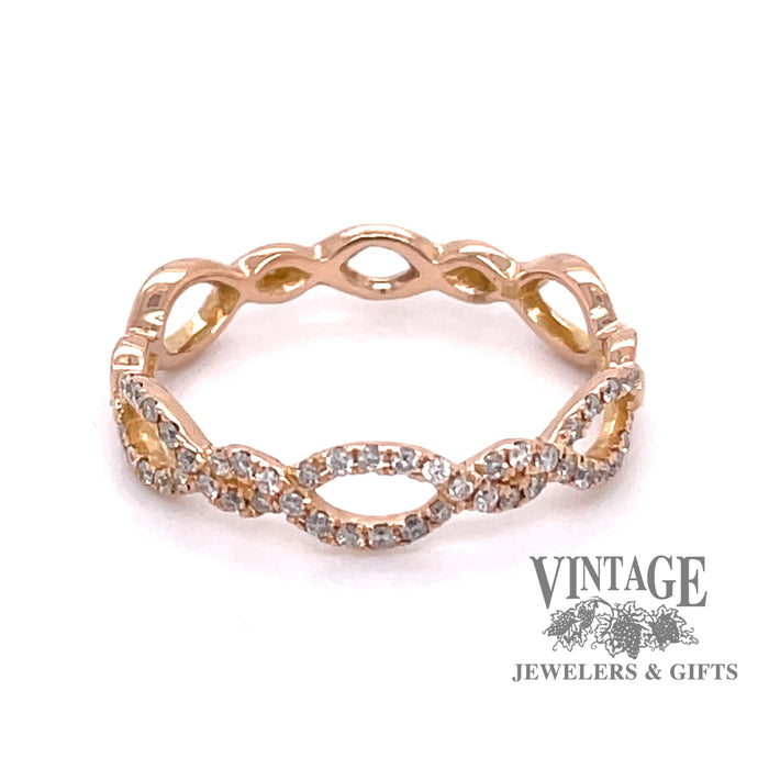 18 karat rose gold diamond openwork band ring