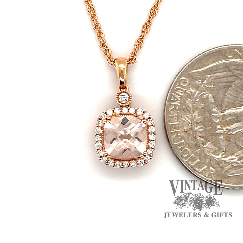 1.09 ct Morganite and diamond 14kr gold necklace