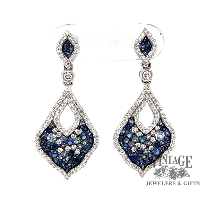 Allison Kaufman pave sapphire and diamond 14kw earrings
