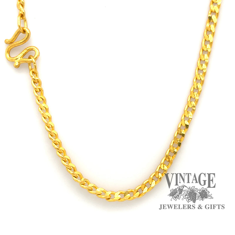 22” 3.0m solid curb link 24 karat gold chain