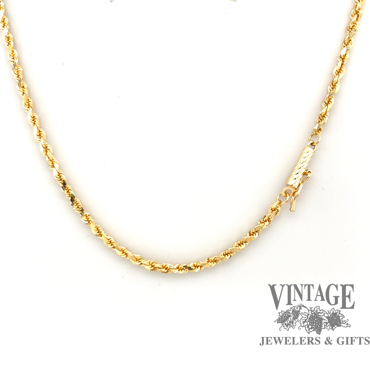 18” 2.3 mm solid 18ky gold rope chain — Vintage Jewelers & Gifts, LLC.