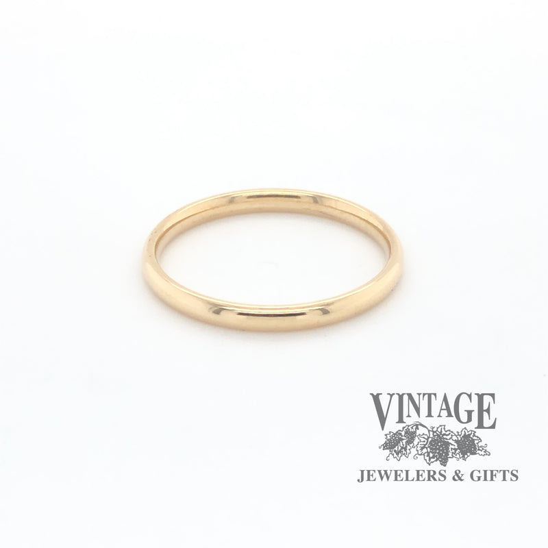 14k gold 2mm Comfort fit half round ring.