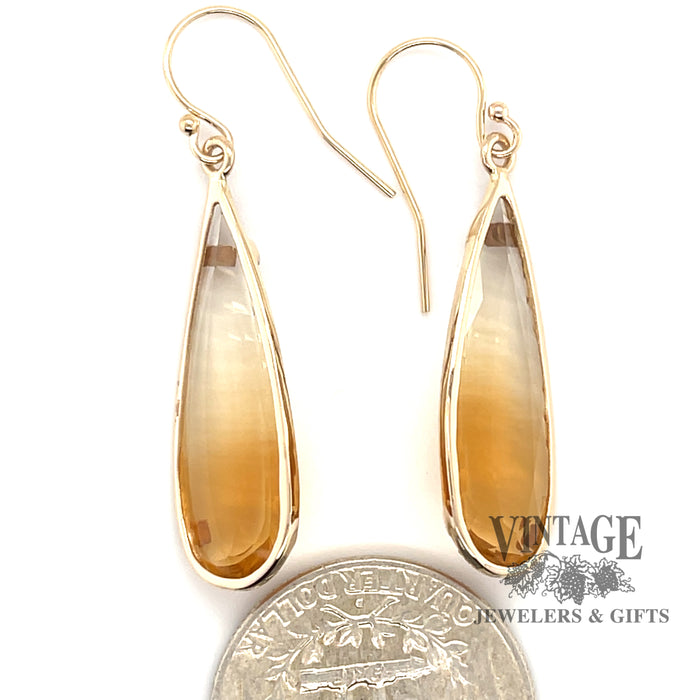 Bi color citrine drop 14ky gold earrings