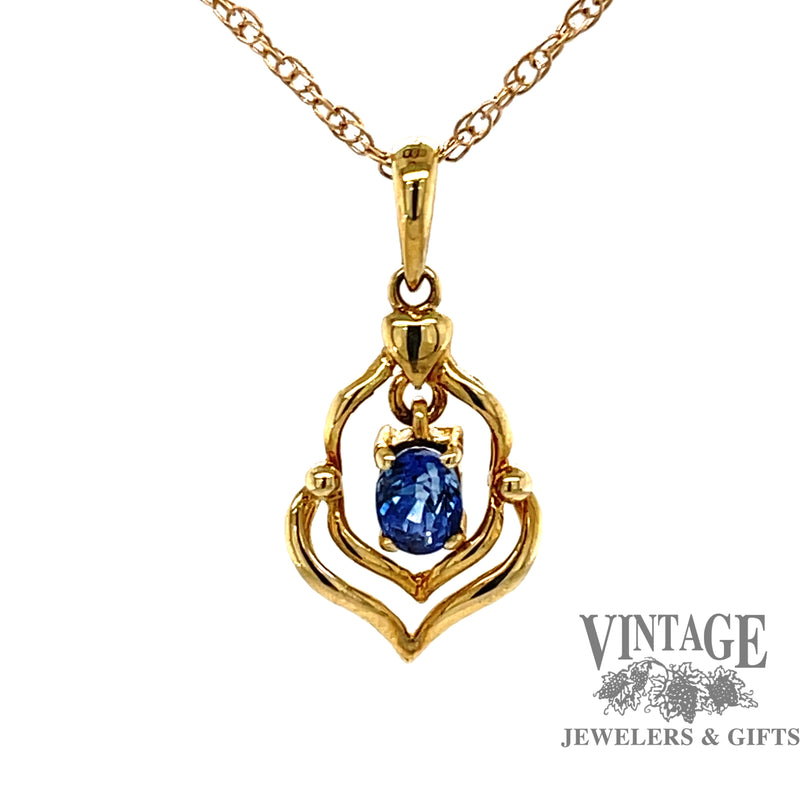 Sapphire 14ky gold pendant front