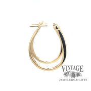 Diamond hoop 14ky gold earrings side