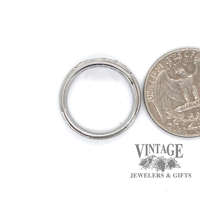 Vintage Platinum diamond ring quarter for scale