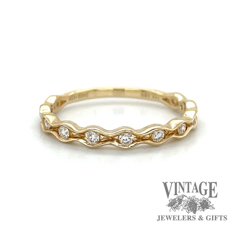 Diamond 14ky gold waves ring