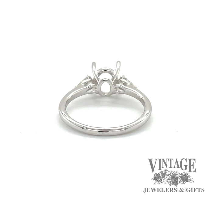 14 karat white gold diamond semi-mount ring, rear view