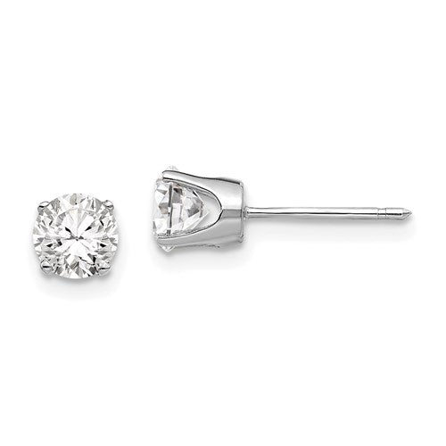 14 karat white gold 5 mm cubic zirconia stud earrings